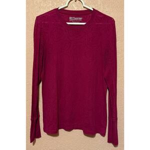 Grey's Anatomy Long Sleeve Shirt Deep Pink Women's Large Pullover Sheer Shirt
